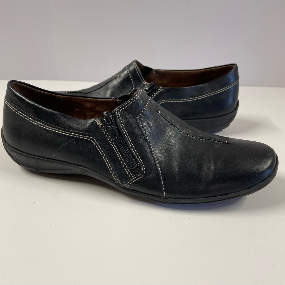 Natural Soul by Naturalizer Leather Black Zip Loafers Women’s Size 8.5